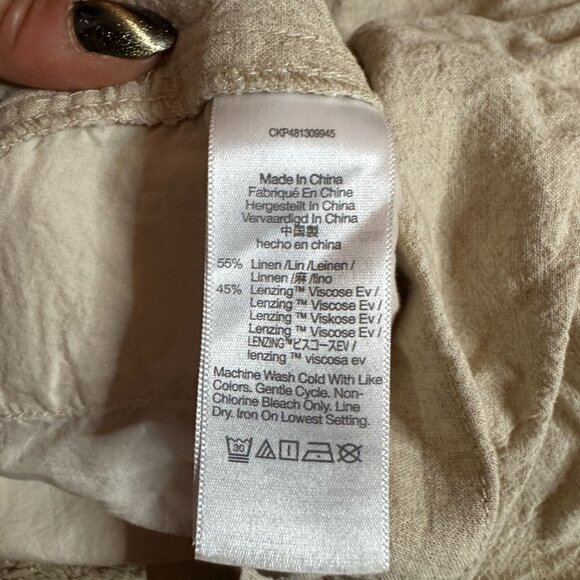 Madewell Womens Pull On Linen-Blend Elastic Waist Shorts Pockets Beige Large NWT - Picture 4 of 8